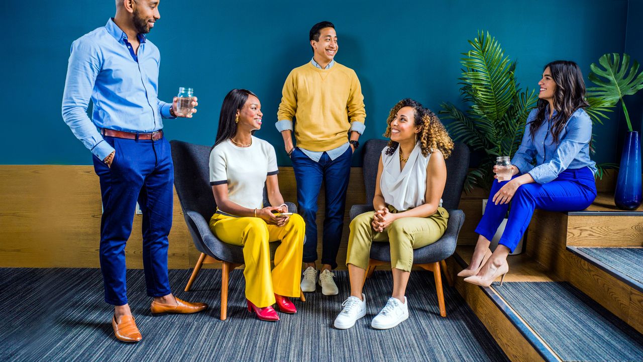 A team at a modern workplace